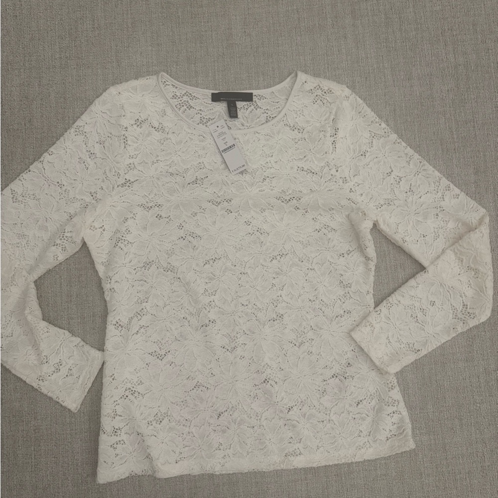 White House Black Market Cream Lace Blouse